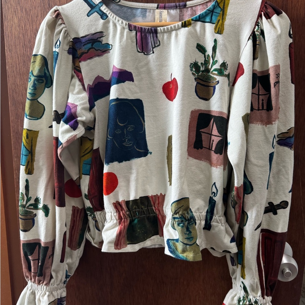 Colorful Graphic Print Long Sleeve Top
